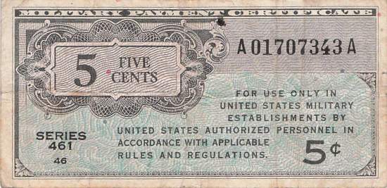USA MPC Series 461 p.M1 5 Cents 1946